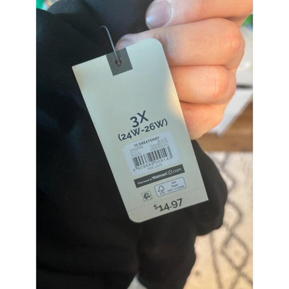 Terra & Sky NWT Plus Size 3X Black Sweatshirt Long Sleeve Pullover Top - Picture 5 of 8